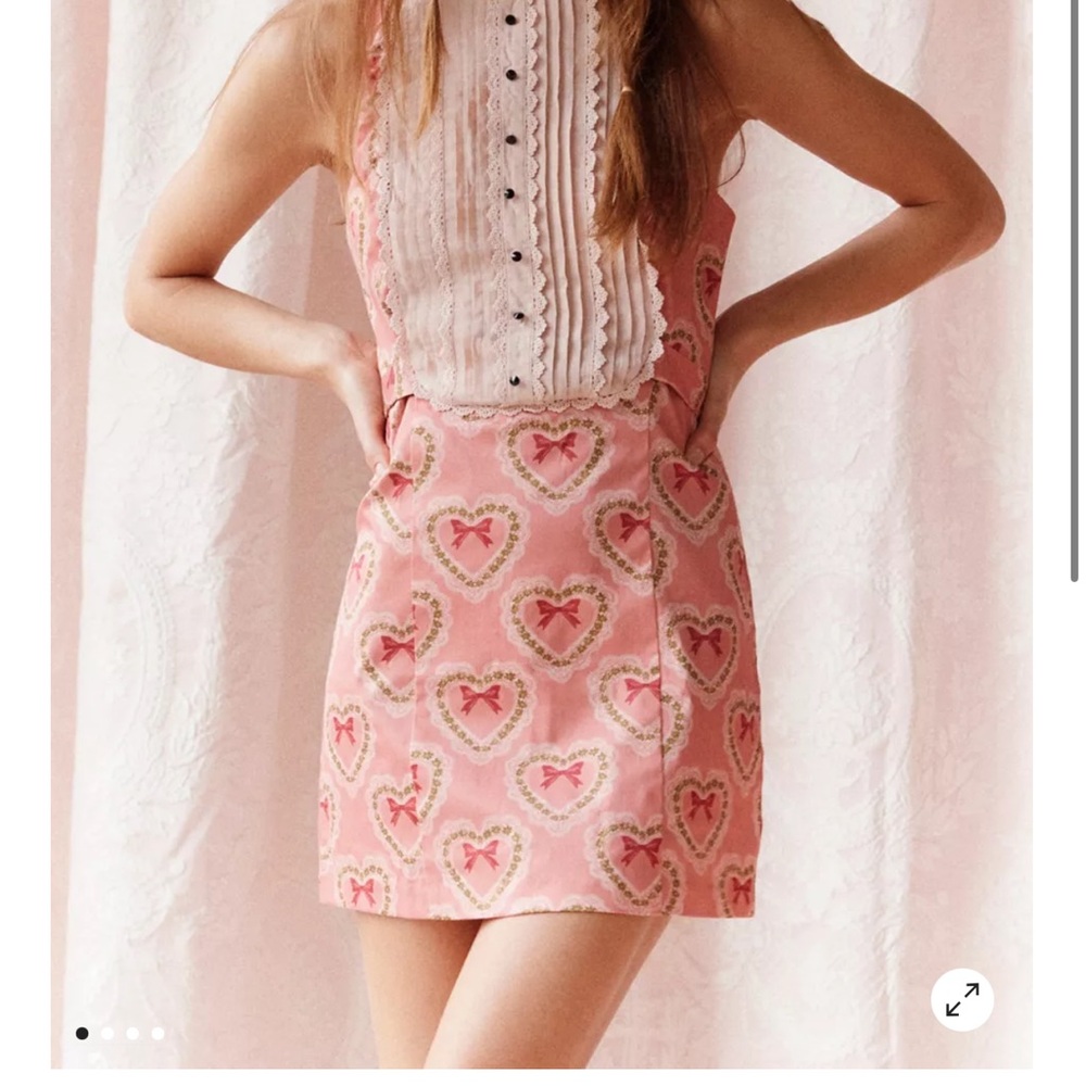 Pink Heart Pattern Kids Dress